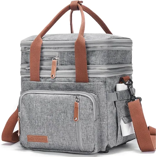 Miniatura 10 de MOV COMPRA Bolsas de almuerzo para hombres y mujeres, lonchera negra para adultos, para el trabajo, ampliable, a prueba de fugas, doble cubierta