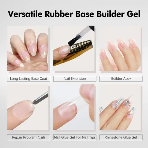 Miniatura 5 de FZANEST Kit de 2 piezas de gel constructor de base de goma, 0.5 onzas líquidas, 7 en 1, kit de uñas de gel constructor 7 en 1 para reparación