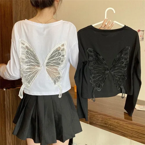 Miniatura 9 de 5 pares de alas de hada coser en parches de encaje de mariposa apliques de tul organza tela alas bordado cuello escote adornos bricolaje ropa Blanco