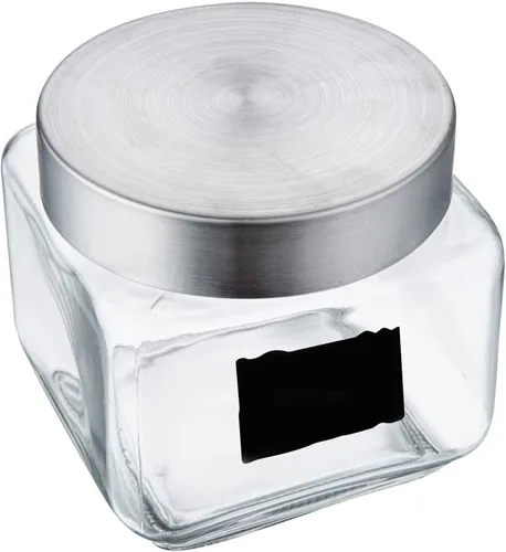 Restaurantware Vetri - Tarro de almacenamiento de vidrio de 19.6 onzas, 1 tarro de cristal lavable para galletas, sellado hermético, apto para calor
