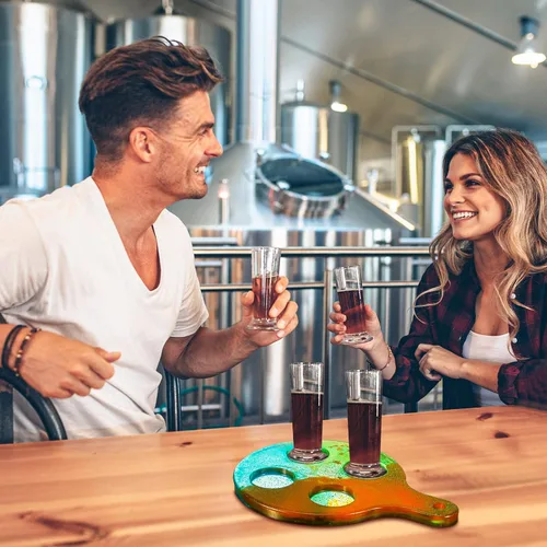 Miniatura 7 de Geiserailie 4 piezas de soporte para copas de vino, molde de resina, bandeja de servir, molde epoxi, estante de vino, plantilla de silicona, soporte