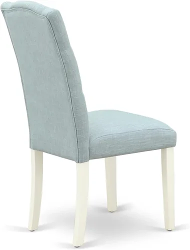 Miniatura 8 de East West Furniture ANCE3-LWH-15 - Juego de mesa de comedor moderno de 3 piezas que contiene una mesa de cocina redonda con pedestal y 2 sillas