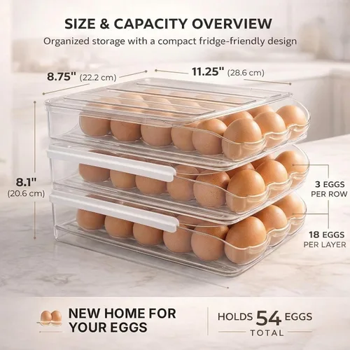 Miniatura 2 de Soporte para huevos para refrigerador con dispensador automático rodante, dispensador de huevos para refrigerador, organizador de huevos apilable