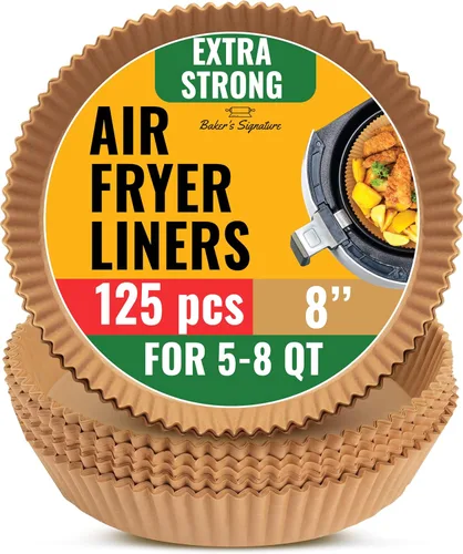 Miniatura 10 de Forros pequeños redondos de 6.3” para freidora de aire, forros de papel para freidora de aire de 2-4 qt, 125 piezas de papel de pergamino desechable