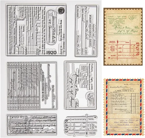Miniatura 18 de CRASPIRE Sellos Transparentes con Fondo de Grieta Vintage Retro, Sellos de Goma Reutilizables de Silicona Transparente para Álbum de Fotos, Álbum