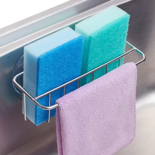 Miniatura 9 de TESOT Organizador de fregadero con soporte para esponja para fregadero de cocina, colgador para paños de cocina 2 opciones de suspensión