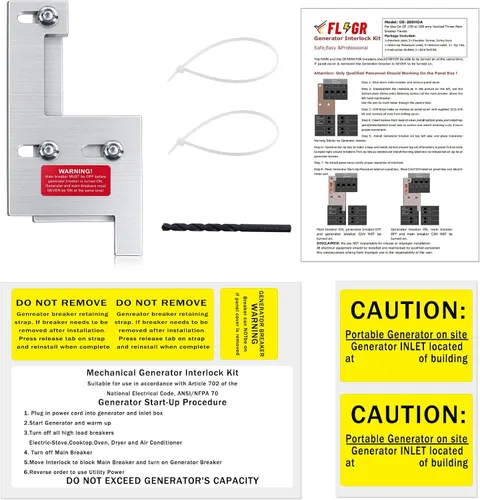 Miniatura 6 de Kit de enclavamiento de generador compatible con paneles GE General Electeric Vertical Main150 o 200 amperios. Espacio de 2 1/4 pulgadas entre