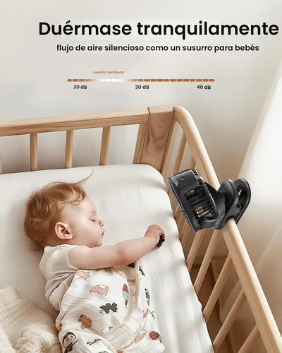 Miniatura 4 de Koonie - Ventilador portátil con clip, pequeño ventilador USB a batería, ventilador mini recargable de 3 velocidades con pantalla LED, ventilador