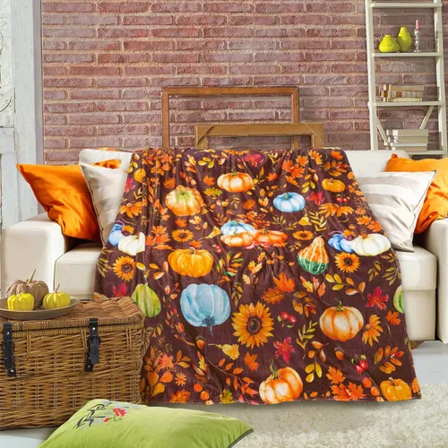 Manta súper suave, acogedora y afelpada para sofá y silla, mantas de otoño y mantas de calabaza (50 x 60 pulgadas)