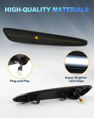 Miniatura 8 de Luces LED dinámicas de marcador lateral compatibles con Chevy Corvette C6 2005-2013 escaneo secuencial intermitente a luz blanca constante, 10 veces