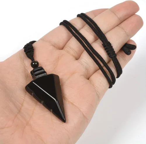 Miniatura 4 de Collar con dije de amuleto de cristal de punta de flecha de punta de flecha de 1.850 in con parte trasera plana y punta de flecha natural, de 18 a