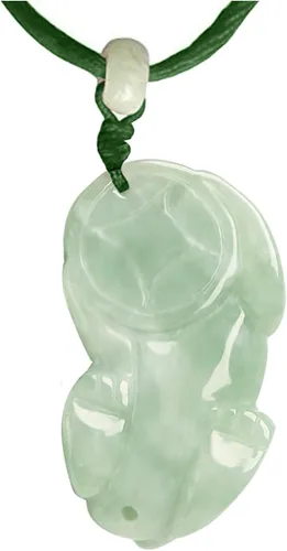 Miniatura 4 de Dahlia Fortune Pixiu - Collar de jade de grado real, certificado Birmania Jadeíta Pi Yao, cordón ajustable, Jade