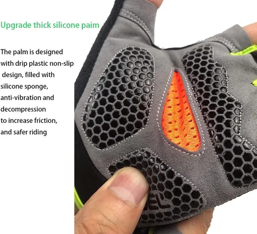 Miniatura 4 de Guantes de ciclismo de carretera de gel para hombre, guantes de ciclismo de medio dedo, guantes de bicicleta de carretera MTB, almohadilla de gel