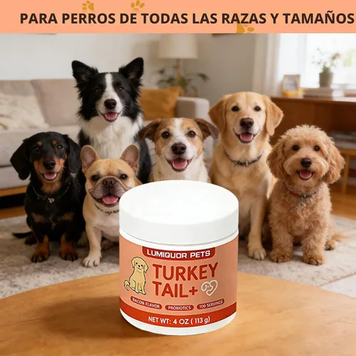 Miniatura 3 de Lumiquor Tu-rk-ey - Cola para perros, polvo de hongo Lumiquor Tu-rk-ey, apoya la inmunidad de tu perro maduro, intestino, piel, (1 unidad)