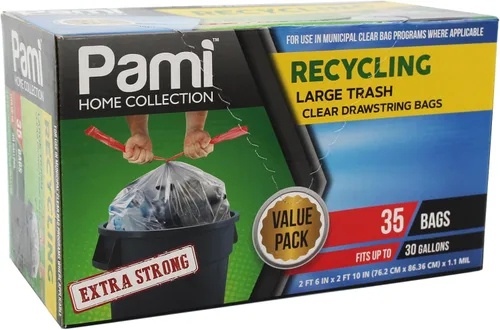 Miniatura 7 de PAMI Bolsas de basura altas con cordón de reciclaje para cocina, bolsas de basura de plástico extra fuertes, forros gruesos para cubos de basura