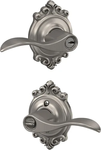 Miniatura 114 de SCHLAGE - Manija de puerta Accent con cerradura de paso libre para pasillo y armario en bronce antiguo - F10 ACC 716 Bronce Envejecido