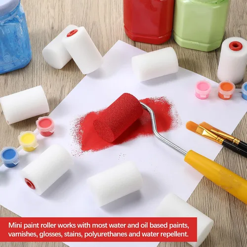 Miniatura 7 de Nuogo 120 piezas de rodillo de pintura de espuma de 2 pulgadas, rodillo de espuma de alta densidad, mini rodillo de pintura, herramienta