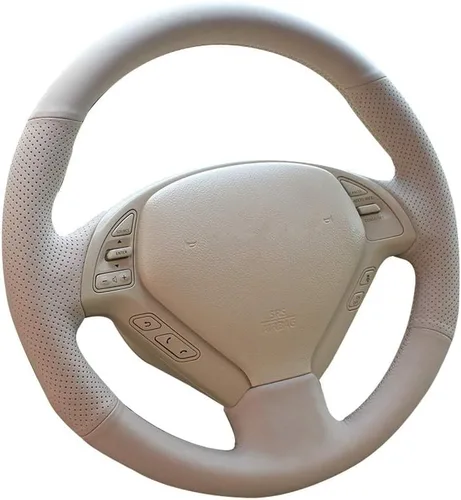 Loncky - Funda de cuero para volante color beige, ajuste personalizado para Infiniti G37/ Infiniti G35/ Infiniti EX35 /Infiniti EX25/ Infiniti EX37/