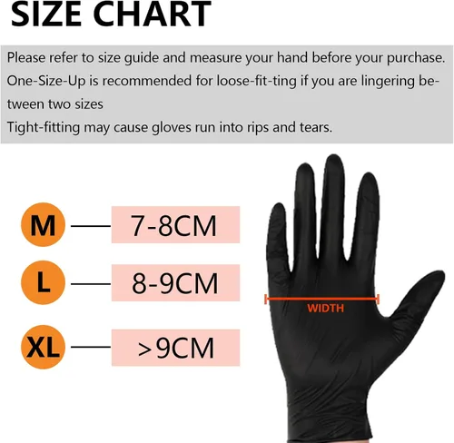 Miniatura 7 de Guantes desechables de nitrilo sin látex, 100 unidades, limpieza negra, preparación de alimentos sin polvo, tamaño grande