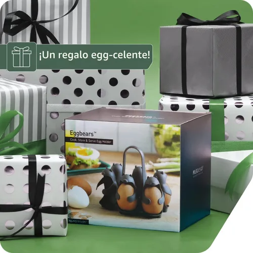 Miniatura 7 de Peleg Design - Soporte de huevos 3 en 1 para hervir, guardar y servir, escalfador en forma de oso para preparar huevos duros y blandos, contiene 6