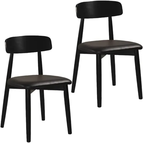Miniatura 34 de YVYKFZD Solid Wood Dining Chairs, Armless Dining Room Chair Set, Leather Upholstered Kitchen Chairs, Comfy Side Chair with Curved Back, for