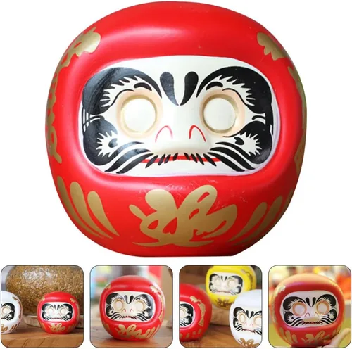 Miniatura 9 de Tofficu Hucha japonesa Daruma – Figura de cerámica roja Daruma para decoración del hogar, ahorro para niños y decoración zen japonesa – 4.33 pulgadas