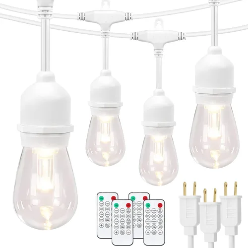 Miniatura 8 de Mlambert Luces de Cadena LED Regulables de 3 Colores para Exteriores con Controles Remotos, Enchufables 96 Pies (2x48 Pies) Luces LED Impermeables