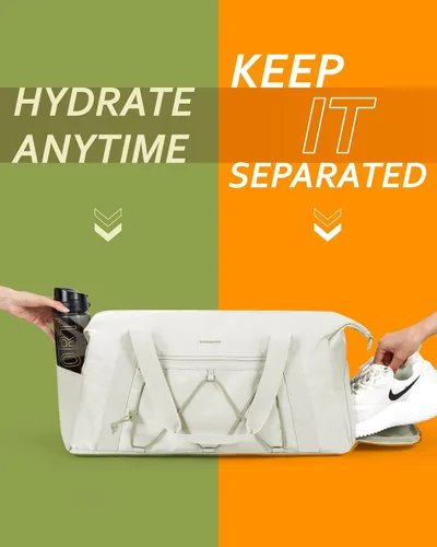 Miniatura 5 de BAGSMART - Bolsa de gimnasio para hombres y mujeres, bolsa de viaje deportiva con compartimento para zapatos y bolsillo húmedo, bolsa de lona