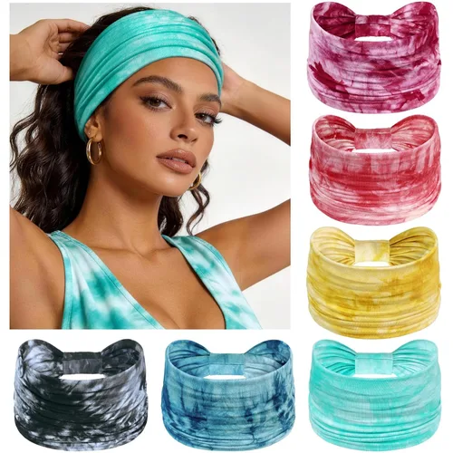 Miniatura 9 de Awumbuk Diademas anchas para mujeres anudadas antideslizantes bandas para la cabeza suaves diadema turbante accesorios para el cabello boho africano