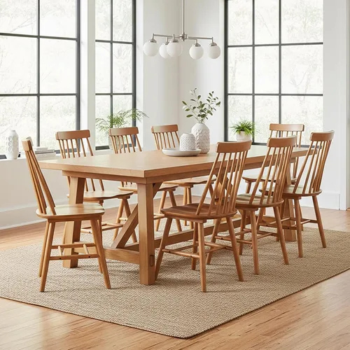 Miniatura 10 de Juego de 2 sillas de comedor negras, sillas de comedor de granja con respaldo de husillo, sillas de comedor sin brazos de madera maciza para cocina