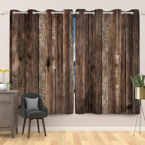 Miniatura 44 de Cortinas rústicas para ventana de puerta de granero, puerta de madera gris, puerta de garaje, tratamiento de ventana para sala de estar, dormitorio