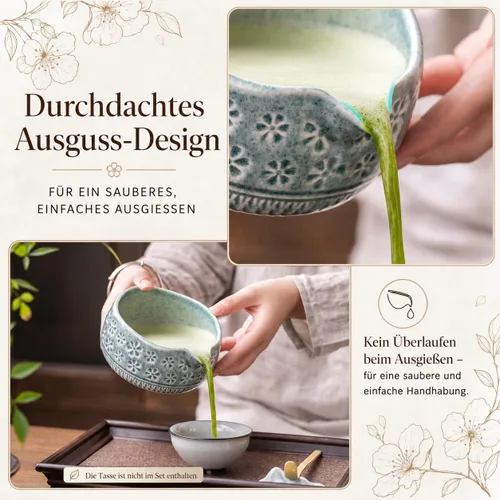 Miniatura 6 de Buucup Juego de batidor de matcha, kit de matcha de cerámica que incluye cuenco matcha, batidor y soporte, cuchara de bambú, soporte para cucharada