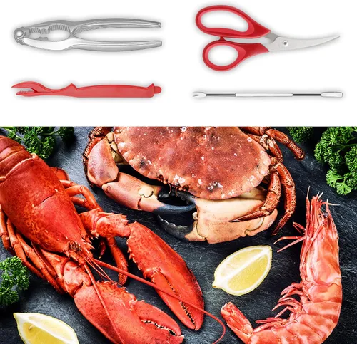 Miniatura 7 de Cascanueces y herramientas para cangrejo, juego de herramientas para mariscos de 27 piezas, incluye 8 cascanueces para patas de cangrejo, 8