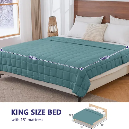 Miniatura 75 de Yescool - Manta con peso para adultos (15 libras, 60 x 80 pulgadas, azul), manta de enfriamiento pesada para dormir, 140-160 libras, manta