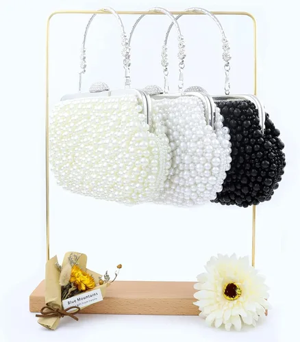 Miniatura 6 de TOPFIVE - Bolso de mano con cuentas de perlas para mujer para boda fiesta cóctel fiesta