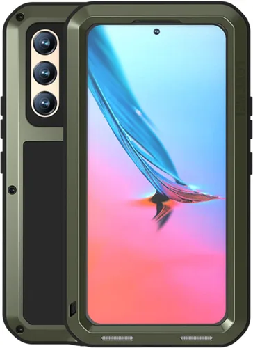 LOVE MEI Funda militar resistente para Samsung Galaxy S22, con protector de pantalla de vidrio templado, a prueba de golpes, a prueba de polvo, a