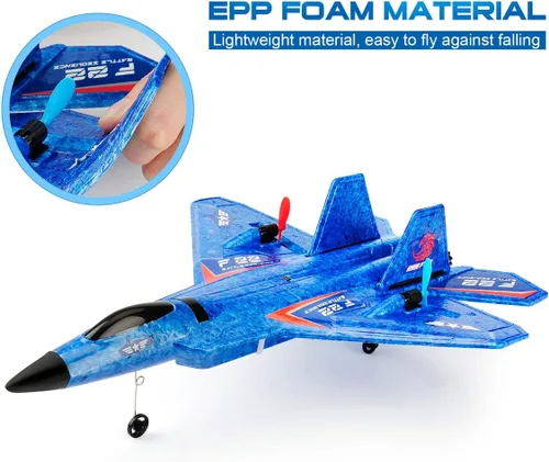 Miniatura 7 de Avión RC, avión RC F22 listo para volar, avión de control remoto de 2.4 GHz, avión de control remoto de 2 canales, juguete de aviones RC para niños