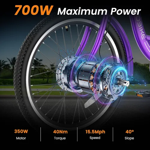 Miniatura 2 de MOPHOTO Triciclo eléctrico para adultos y personas mayores, E-Trike de 3 ruedas de 24/26 pulgadas con batería extraíble de 36 V motor de 350 W