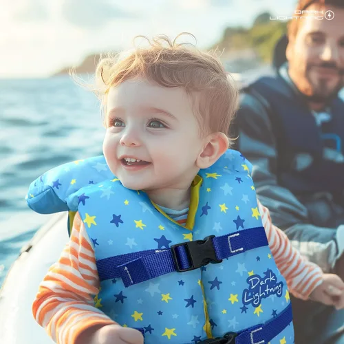 Miniatura 5 de Dark Lightning Chaleco salvavidas para bebés aprobado por USCG de 0 a 30 libras, chaleco de natación para bebé/niños pequeños de 1 a 3 años de edad