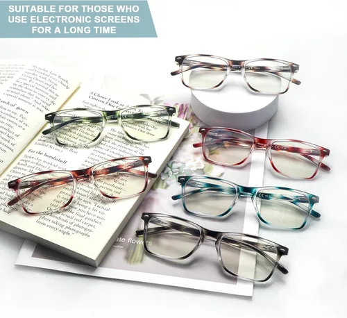 Miniatura 7 de Gafas de lectura para mujer, paquete de 6 unidades, con bloqueo de luz azul, bisagra de resorte, patrón ligero, con estampado para mujeres y lectoras
