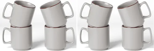 Miniatura 16 de famiware Juego de 6 tazas de café Nebula de 14 onzas, juego de tazas de cerámica con asa para café con leche, té, leche, capuchino, cacao, negro mate