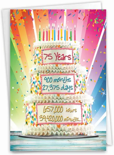 Miniatura 8 de NobleWorks Tarjeta de felicitación de cumpleaños 75 con sobre de 5 x 7 pulgadas (1 tarjeta) número pastel 75 C10117MBG