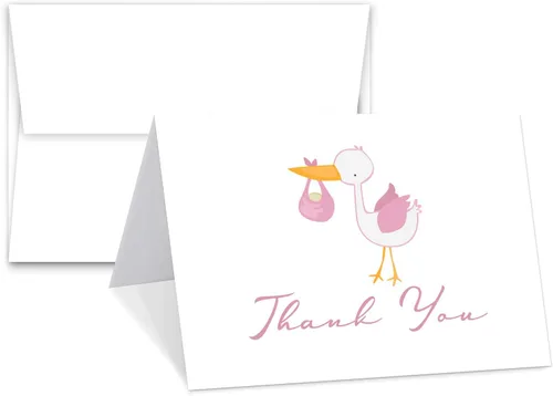 Miniatura 7 de Tarjetas de felicitación de agradecimiento de cigüeña azul para bebé, saludos de baby shower, invitación, felicitaciones, celebración, celebración