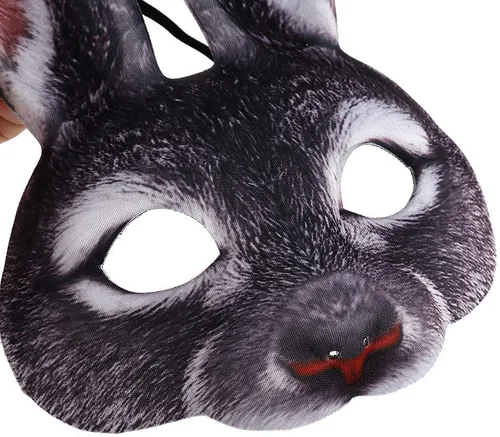 Miniatura 3 de Himine Máscara de conejo de media cara de EVA para fiesta de carnaval de Halloween Negro