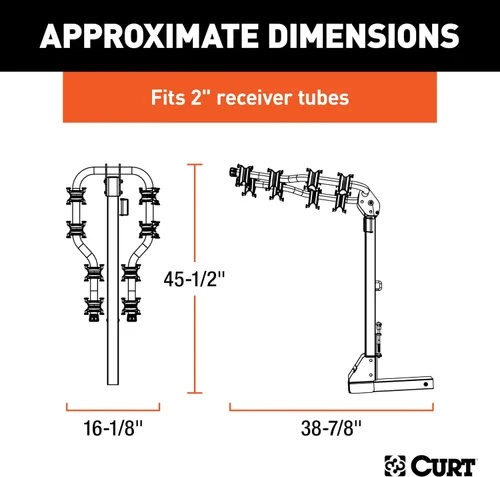 Miniatura 2 de CURT 18064 Premium - Soporte para enganche de remolque para bicicleta, se adapta al receptor de 2 pulgadas, 4 bicicletas