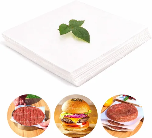 Miniatura 8 de Meykers Hojas de papel para prensa de hamburguesas de 5 pulgadas 300 piezas de papel redondo para hamburguesas para separar las empanadas Redonda