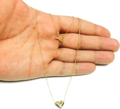 Miniatura 5 de Jewelry Affairs Collar con colgante de corazón inflado de oro real de 10 quilates, 18