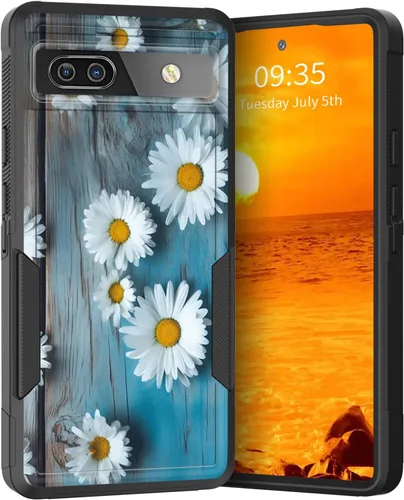 Miniatura 34 de Funda para Pixel 6A, Híbrida de Doble Capa de Servicio Pesado Resistente a Prueba de Golpes PC Duro + Funda Protectora de Silicona Suave para Google