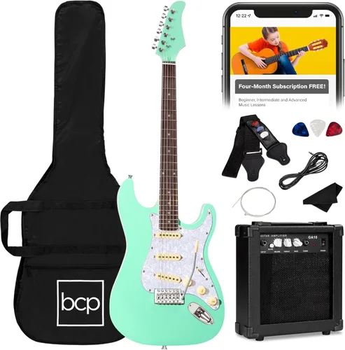 Miniatura 19 de Best Choice Products Kit de iniciación de guitarra eléctrica para principiantes de tamaño completo de 39 pulgadas con funda, correa, amplificador