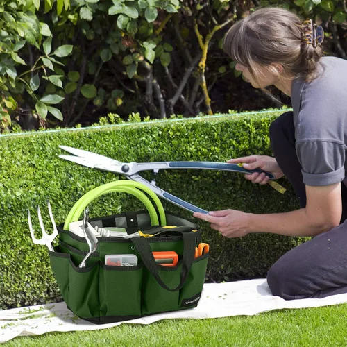 Miniatura 7 de Housolution Bolsa de Jardinería, Bolsa de Almacenamiento de Herramientas de Jardín de Lujo y Organizador para el Hogar con Bolsillos, Resistente al